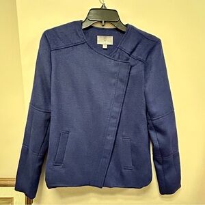Tinley Road Sz S Royal Blue Asymmetrical Hidden Zip Front Blazer Jacket GUC